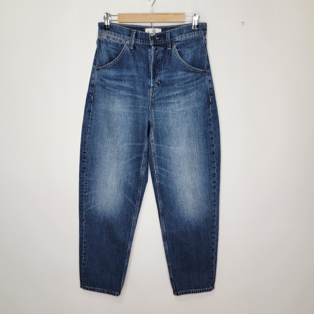 Banana Republic Barrel Jeans High-Rise Rigid Bow 100% Cotton Blue Size 27 - Picture 13 of 14